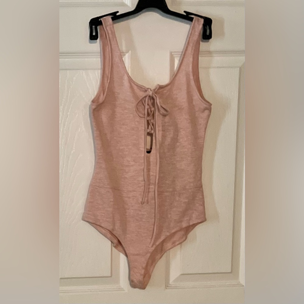 NWT Lucca Couture Soft Pink Lace Up Bodysuit Women’s size XS